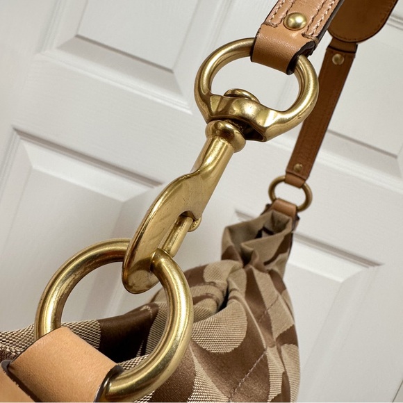 Coach Carly Signature Jacquard Leather Trim Hobo Shoulder Bag Y2K - Picture 11 of 14